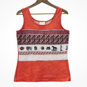 Vintage 1970s Jantzen Red and White Polka Dot Tank Top